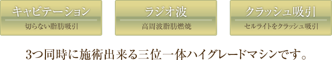 キャビテーション・ラジオ波・クラッシュ吸引